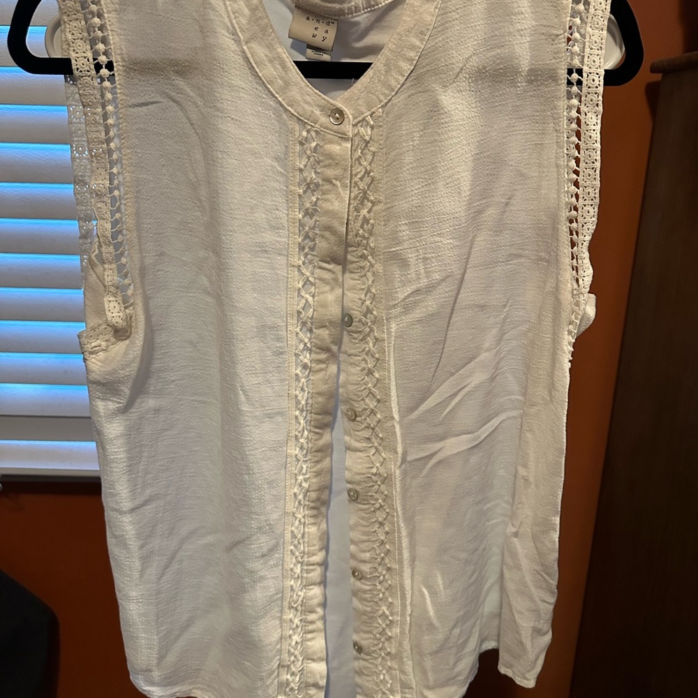 a new day Ivory Lace Detail Sleeveless Blouse